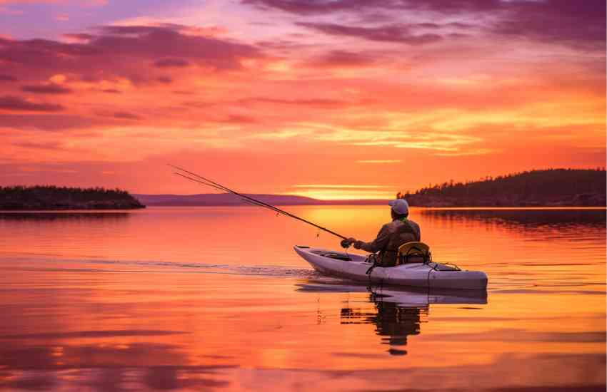 An angler fishing at morning
