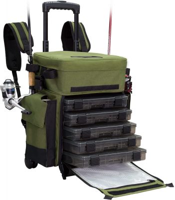 Elkton Outdoors Rolling Tackle Box with Wheels